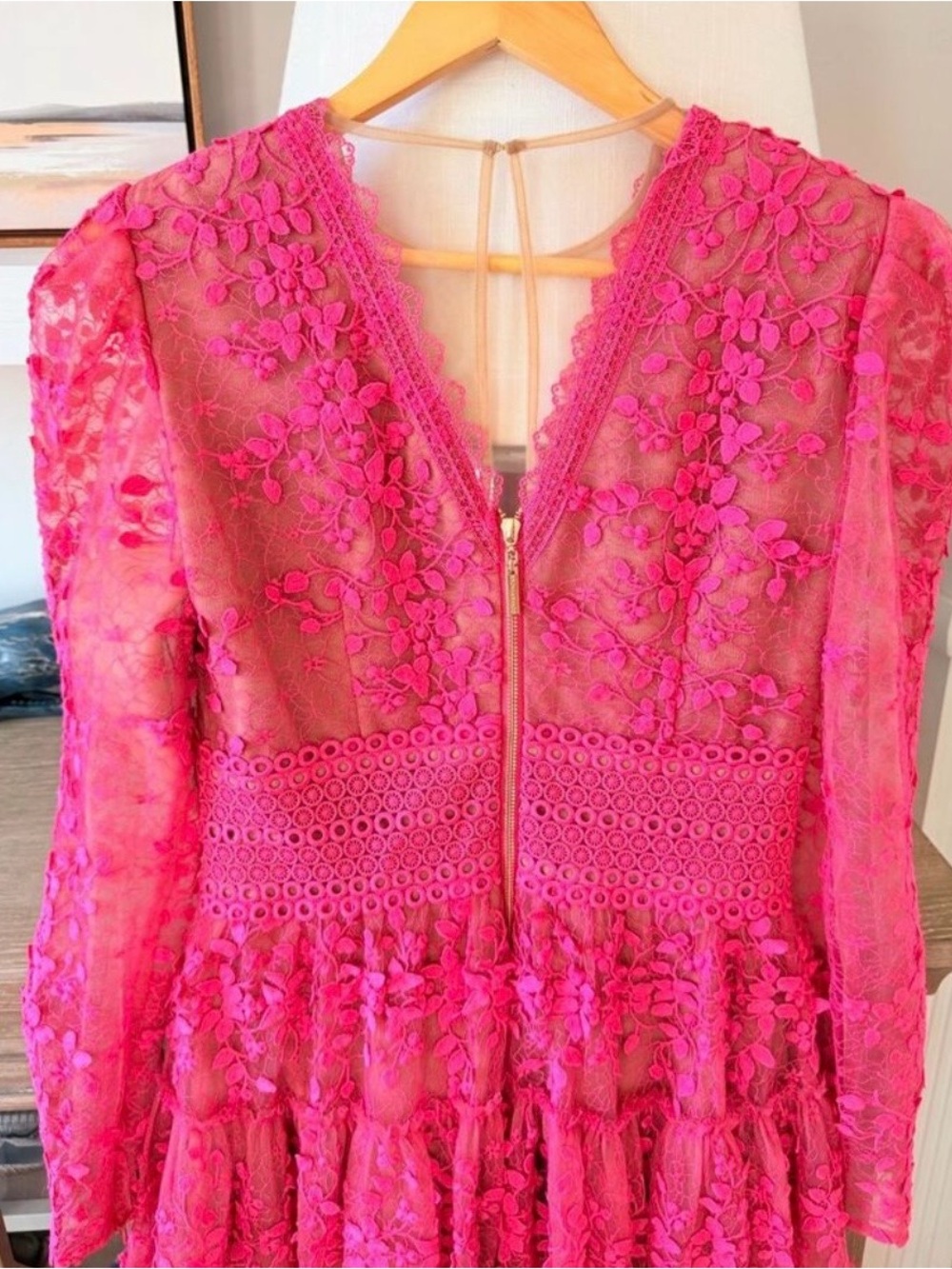 Bronx and Banco Megan Long-Sleeve Mini Dress Dark Pink - Picture 2 of 9